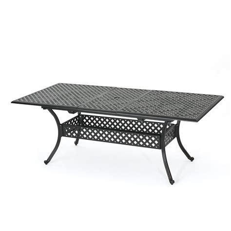 Ariel Outdoor Cast Aluminum Expandable Rectangular Dining Table Copper