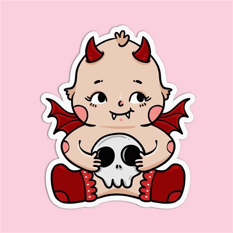 Baby Devil Halloween Sticker – GirlsPrintingHouse