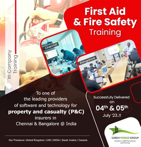 First Aid And Fire Safety Training At Guidewire Green World Group India Nebosh Course Safety