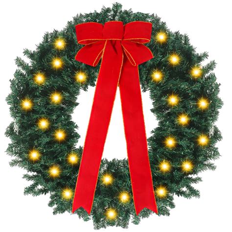 Roceei Extra Large Artificial Pre Lit Fir Christmas Wreath With Large