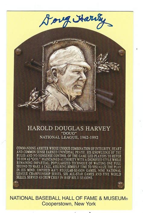 Autographed Doug Harvey Hall Of Fame Gold Plaque Main Line Autographs