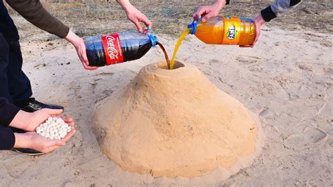 Eruption Volcano Fanta And Coca Cola Plus Mentos Youtube