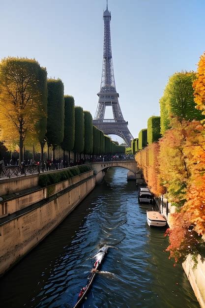 Premium Ai Image Seine In Paris With Eiffel Tower In Autumn Time