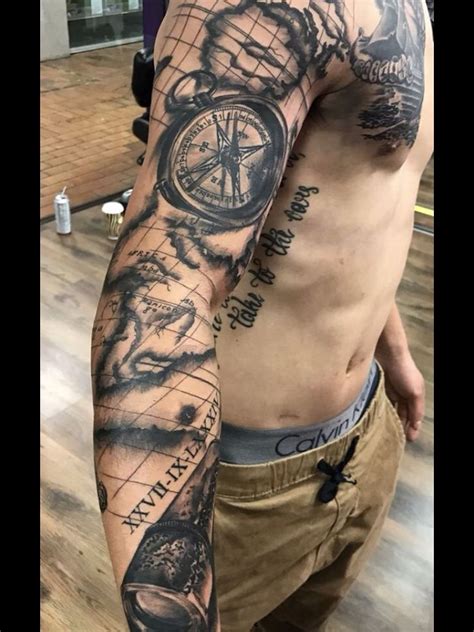 Old Map Tattoo Nautical Tattoo Sleeve Tattoo Sleeve Men Pirate Map