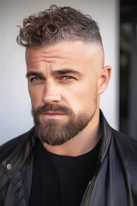 For Men With Curls The Curly Top Paired With Skin Fade And Beard Is An