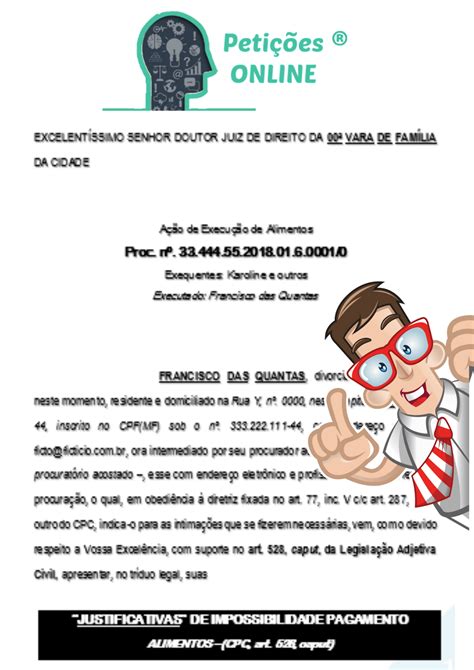 Art 528 CPC Modelo De Justificativa Execução De Alimentos