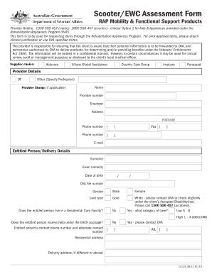 Fillable Online Dva Rap Scooter Order Form Priority Health Care