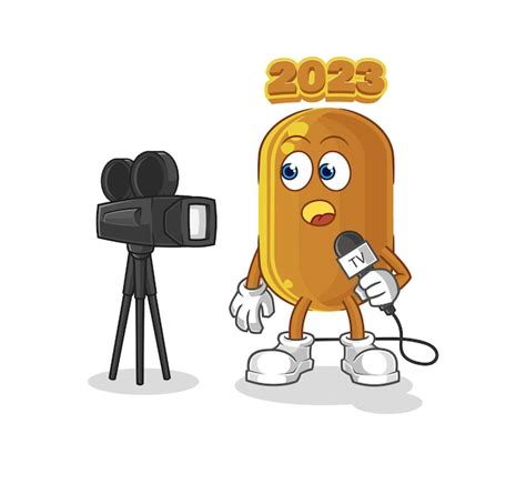 Premium Vector | 2023 new year tv reporter cartoon cartoon mascot vector