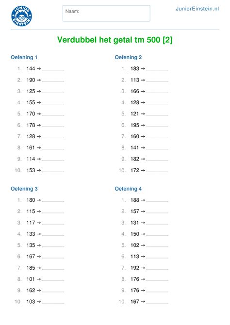 Werkblad Verdubbel Het Getal Tm 2 000 2