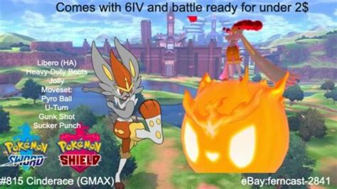 Pokemon Sword And Shield Shiny Gmax Cinderace Iv Battle Ready Fast