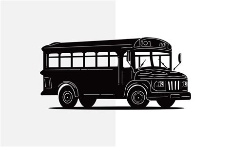 Back To School bus Black color, School Bus flat drawing, Bus Silhouette Vector 25885599 Vector ...