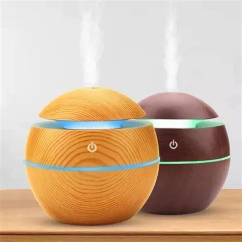 Humidificador Difusor De Aroma Redondo Madera Ultrasónico MercadoLibre