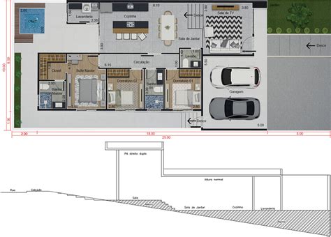 Planta De Casa Com Ambientes Integrados Planta Para T