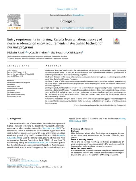 Pdf Entry Requirements In Nursing Results From A National Survey Of