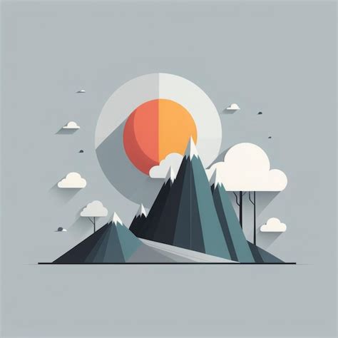 Premium AI Image | flat design landscape with mountains and trees flat ...