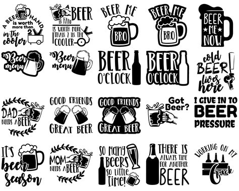 20 Beer Quotes Svg Bundle Funny Alcohol Svg Beer Mug Etsy