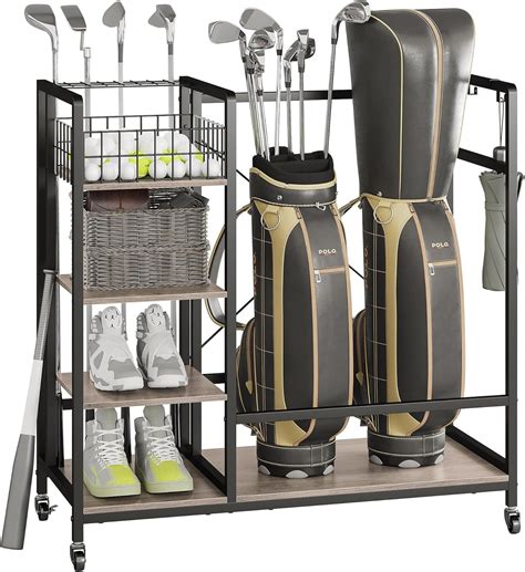 Amazon ILLSIER Wooden Golf Bag Organizer Garage Storage Golf Bag