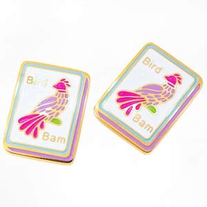 Bird Bam Enamel K Gold Earrings Mahjong Tile Earrings Bam Bird