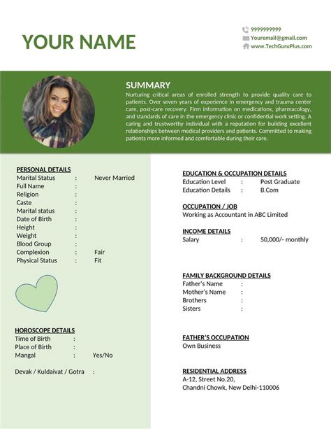 Stylish Marriage Biodata Word Format Docx And Pdf Download