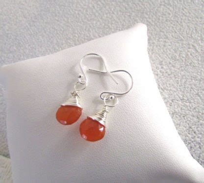 Carnelian Gemstone Drop Earrings July Birthstone True Love Keepsakes