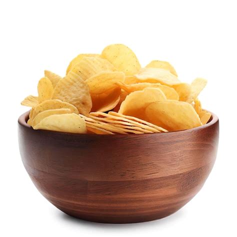 Premium Ai Image Potato Chips In Bowl Isolated On White Background