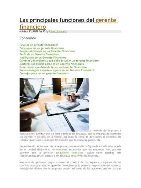 las principales funciones del gerente financiero descargar gratis