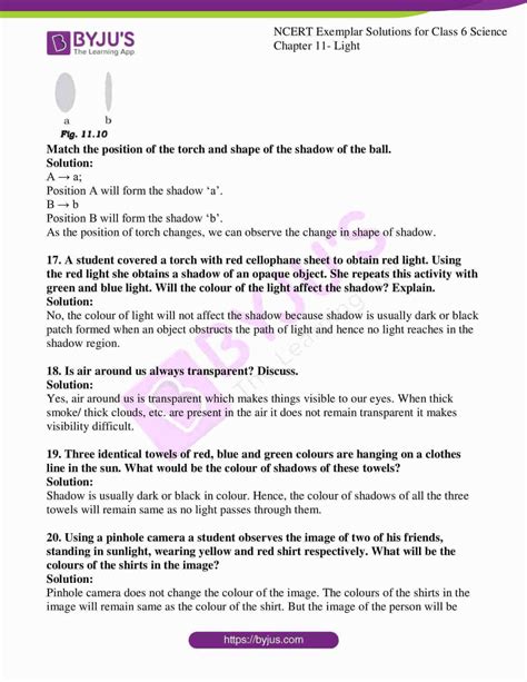 Ncert Exemplar Solutions For Class Science Chapter Light