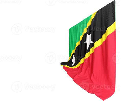 Saint Kitts And Nevis Flag Curtain In D Rendering Called Flag Of Saint