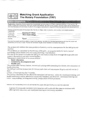 Fillable Online De Rotary Matching Grant Application The Rotary