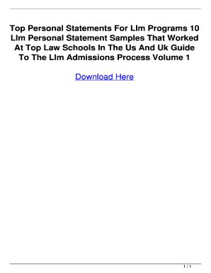 Fillable Online Top Personal Statements For Llm Programs 10 Llm