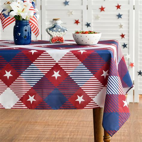 Th Of July Tablecloth X Inch Patriotic Buffalo Plaid Stars