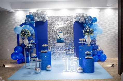 Decoração De 15 Anos Azul E Dourado - festa de 15 anos azul com dourado