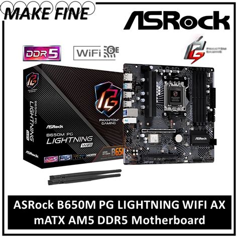 Asrock B650m Pg Lightning Wifi Ax Matx Am5 Ddr5 Motherboard Computers