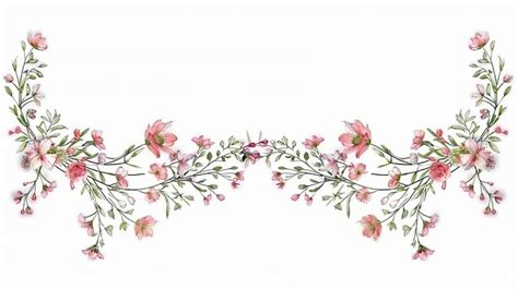 Watercolor Floral Border With Pink Flowers Premium AI Generated Image