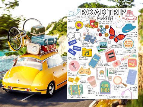 Printable Road Trip Bucket List Road Trip To Do List Etsy