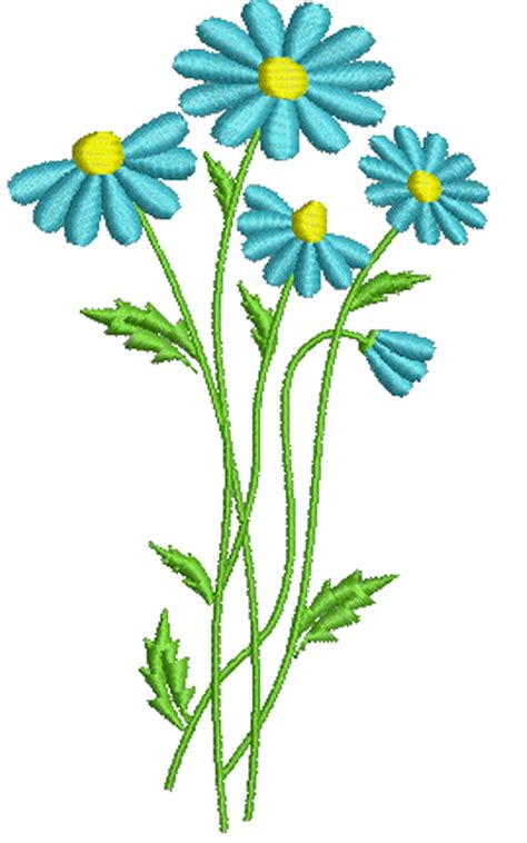 Blue Daisies Machine Embroidery Design Etsy