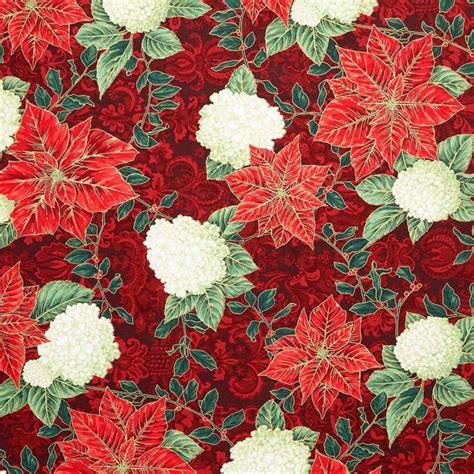 45 Robert Kaufman Holiday Flourish Snow Flower Metallic Marshall Dry