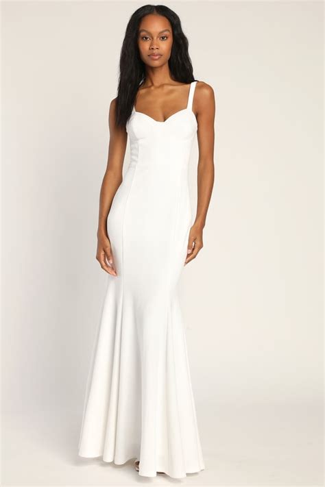 White Mermaid Dress Bustier Maxi Dress Mermaid Bridal Gown Lulus