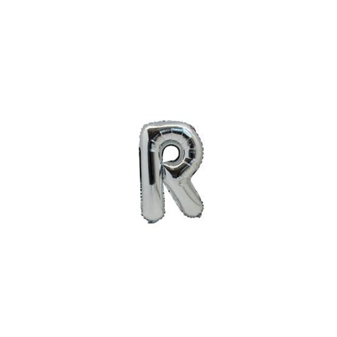 Ballon métal argent lettre R 36 cm