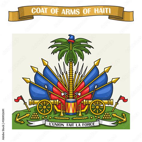 Vector Illustration On Theme Haitian Coat Of Arms Heraldic Shield On