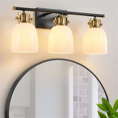 KAISITE 23 In 3 Light Black And Gold Vanity Light 60 Watt Bathroom