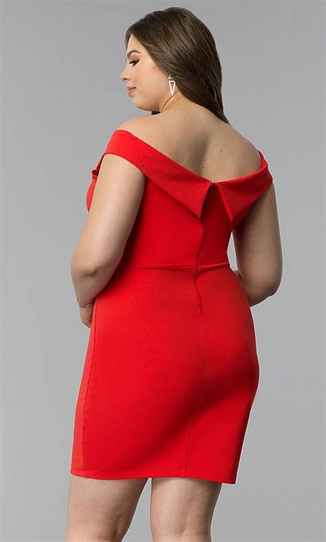 Short Plus Size Off The Shoulder Sheath Party Dress Plus Size Party