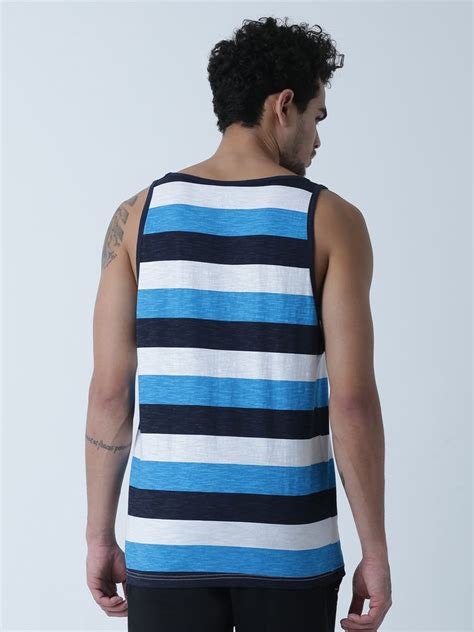 Multi Cotton Mens Striped Cool Cotton Sleeveless Vest Sizecm 90 95