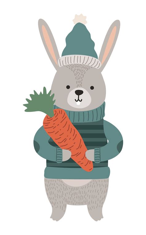 Rabbit Wearing Winter Clothes 5407936 Vector Art At Vecteezy