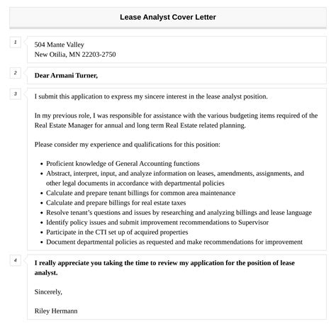 Lease Analyst Cover Letter Velvet Jobs