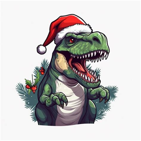 Premium Ai Image A Close Up Of A Dinosaur Wearing A Santa Hat