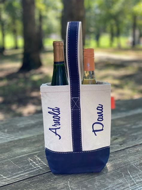 Wine Tote Bag Personalized 2 Bottle Wine Tote Reusable Wine Etsy Uk