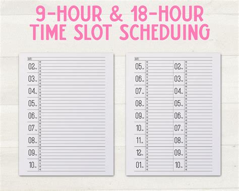 15 Minute Increment Schedule Sheet Large Size Number Instant Etsy