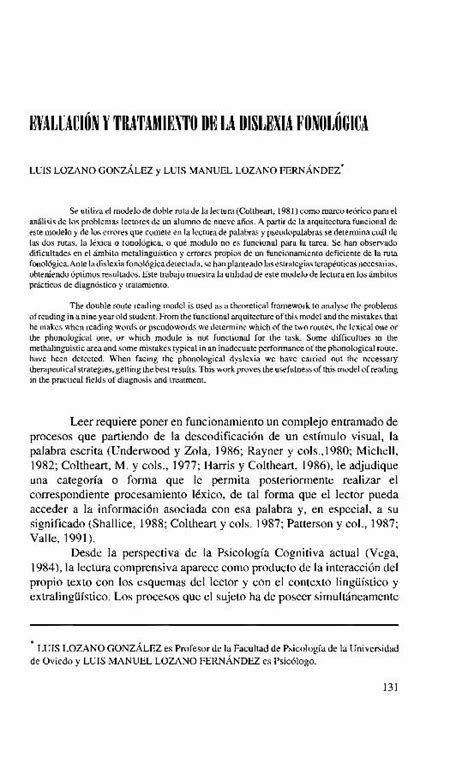 Pdf Evaluacion Y Tratamiento De Dislexia Fonologica Dokumen Tips