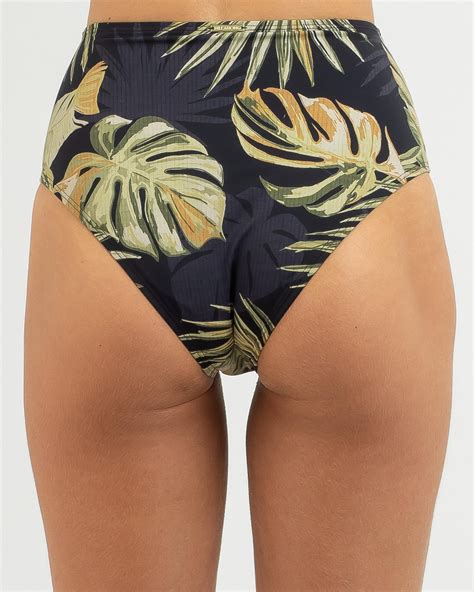 Shop Billabong Tropicana Retro High Waisted Bikini Bottom In Black